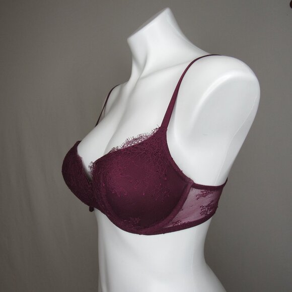 Victoria's Secret BOMBSHELL Burgundy Plunge Push Up Bra 32D - Picture 2 of 8